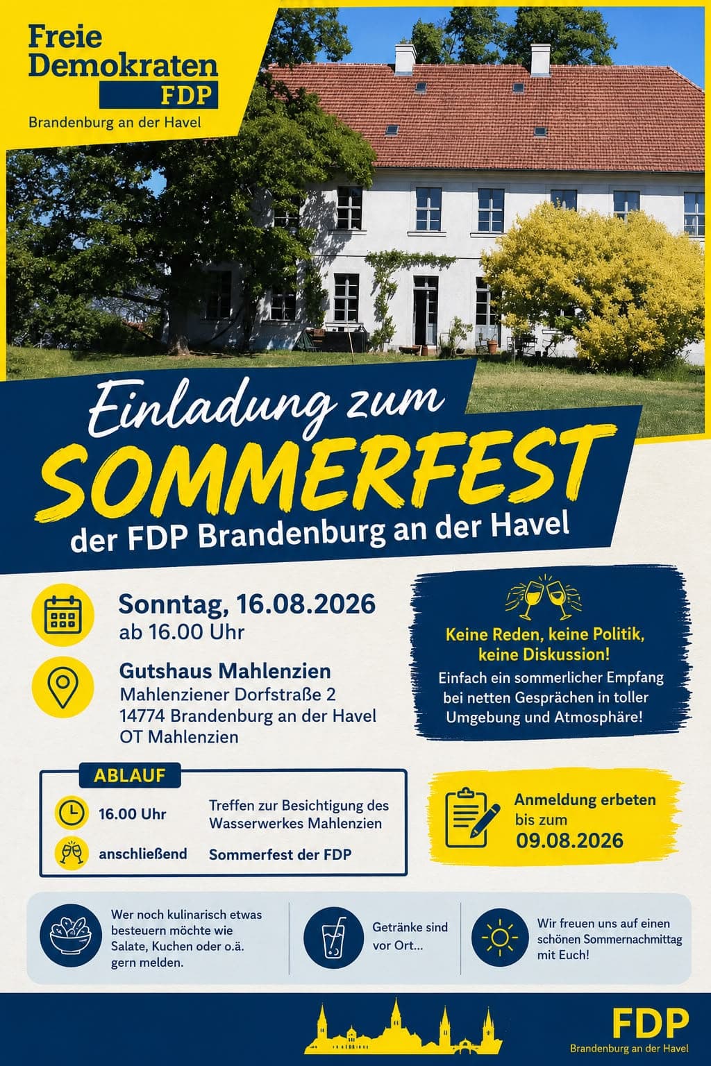 Flyer: Sommerfest der FDP Brandenburg an der Havel